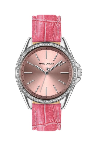 Orologio al quarzo in pelle St Tropez - Rosa e argentato
