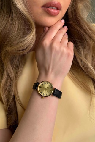 Orologio al quarzo in pelle Julienne - Nero e dorato