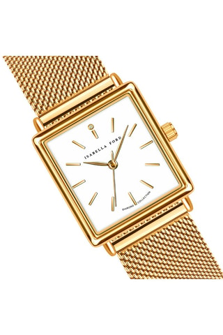 Cofanetto orologio al quarzo in acciaio e diamante e orecchini Charlotte