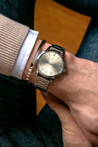 Orologio al quarzo in acciaio - Argentato