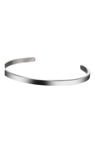 Cofanetto orologio al quarzo in pelle, placcato Ion argento e diamante e bracciale bangle in pelle Olympe