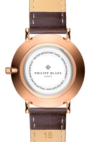Orologio al quarzo in pelle  - Marrone e dorato rosa