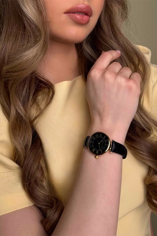Orologio al quarzo in pelle Colette - Nero e dorato