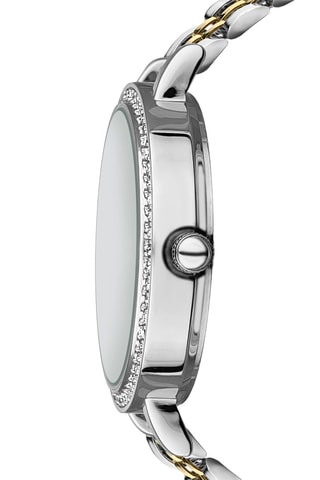 Orologio al quarzo in acciaio, madreperla e zirconi Symphony