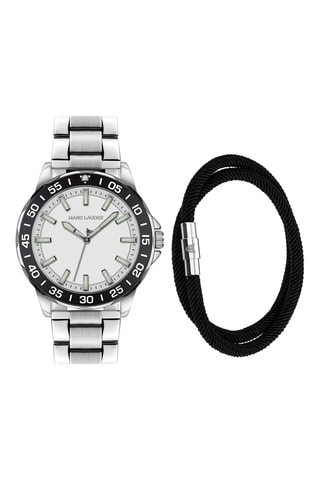 Cofanetto orologio al quarzo in pelle e bracciale Munich