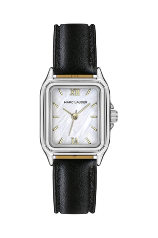 Orologio al quarzo in vera pelle Nira - Nero e argentato