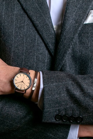 Cofanetto orologio al quarzo in pelle e bracciale in pelle