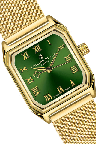 Orologio al quarzo in pelle, placcato Ion argento e diamante Olympe