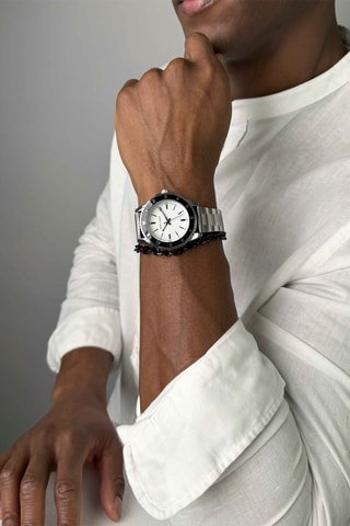 Cofanetto orologio al quarzo e bracciale in acciaio