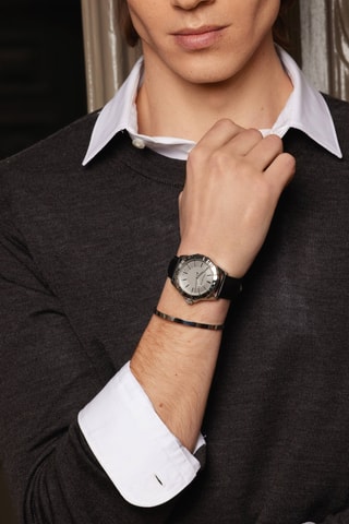 Orologio al quarzo in pelle Seeberg - Nero e argentato
