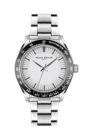Orologio al quarzo in acciaio Silvaplana - Tachimetro - Argentato e nero