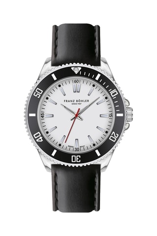 Orologio al quarzo in pelle Walen - Nero e argentato