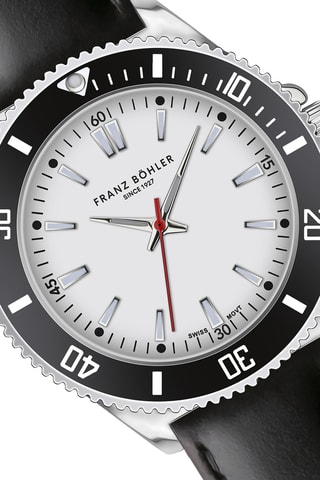 Orologio al quarzo in pelle Walen - Nero e argentato