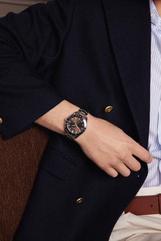 Orologio al quarzo in acciaio Maggiore - Tachimetro - Argentato e nero