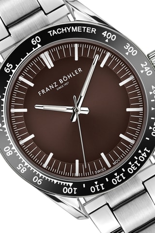 Orologio al quarzo in acciaio Maggiore - Tachimetro - Argentato e nero