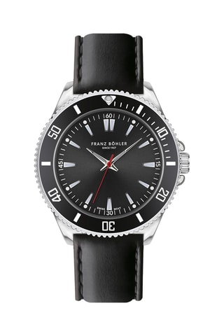 Orologio al quarzo in pelle Hallwil - Nero e argentato