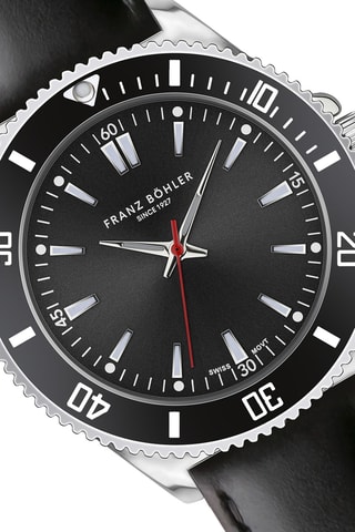 Orologio al quarzo in pelle Hallwil - Nero e argentato