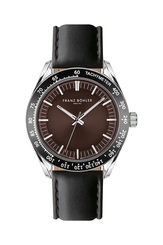 Orologio al quarzo in pelle Maggiore - Tachimetro - Nero e marrone