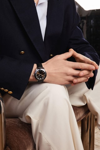 Orologio al quarzo in pelle Maggiore - Tachimetro - Nero e marrone