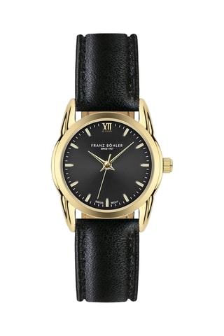 Orologio al quarzo in pelle Palpuogna - Nero e dorato
