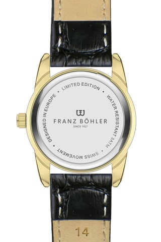 Orologio al quarzo in pelle Palpuogna - Nero e dorato