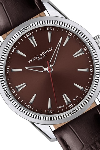 Orologio al quarzo in pelle Rotsee  - Marrone e argentato