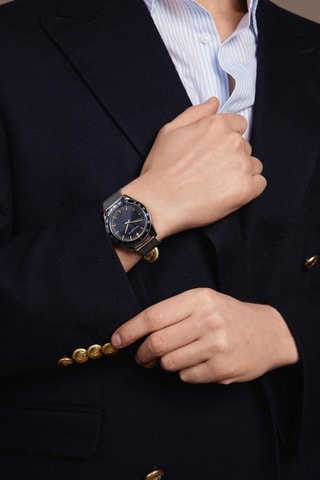 Orologio al quarzo in acciaio Poschiavo - Tachimetro - Argentato e nero