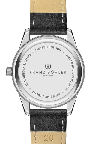 Orologio al quarzo in pelle Huttwil - Nero e argentato