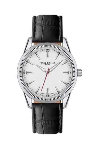 Orologio al quarzo in pelle Thun - Nero e argentato