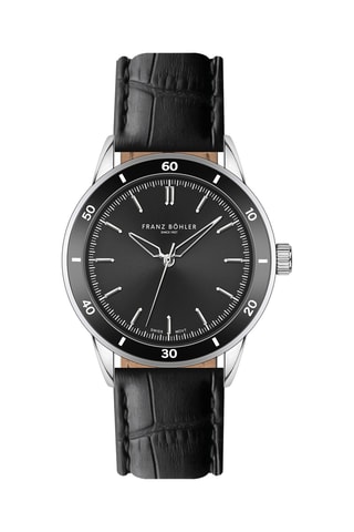 Orologio al quarzo in pelle Katzensee - Nero e argentato