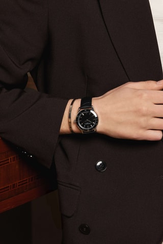 Orologio al quarzo in pelle Katzensee - Nero e argentato
