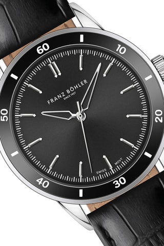 Orologio al quarzo in pelle Katzensee - Nero e argentato