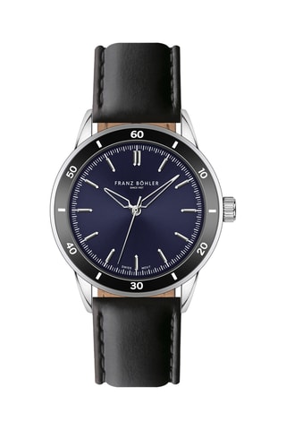 Orologio al quarzo in pelle - Cronometro - Nero e argentato