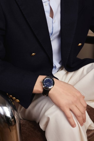 Orologio al quarzo in pelle - Cronometro - Nero e argentato