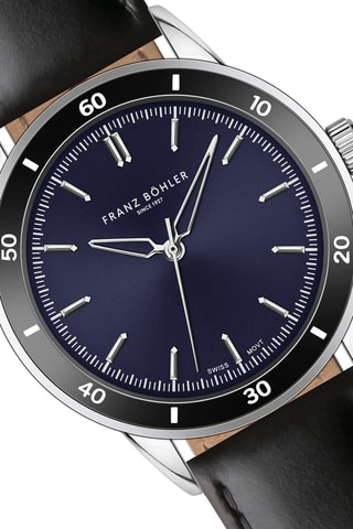 Orologio al quarzo in pelle - Cronometro - Nero e argentato