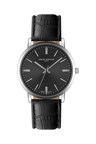 Orologio al quarzo in pelle Alpnach - Nero e argentato