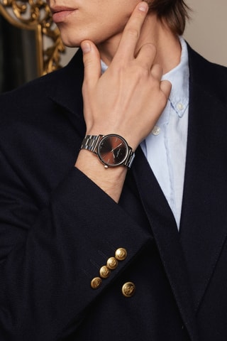 Orologio al quarzo in acciaio Lungern - Argentato