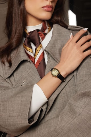 Orologio al quarzo in pelle Lauerz - Nero e dorato