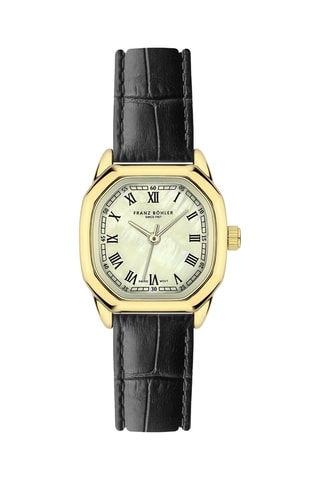 Orologio al quarzo in pelle Lauerz - Nero e dorato
