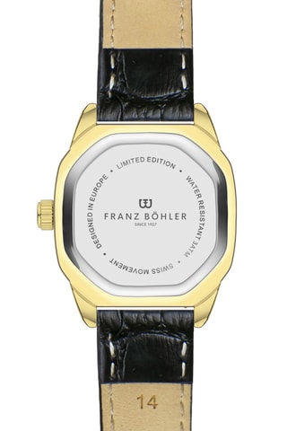Orologio al quarzo in pelle Lauerz - Nero e dorato