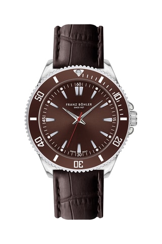 Orologio al quarzo in pelle St Moritz - Cronometro - Marrone e argentato