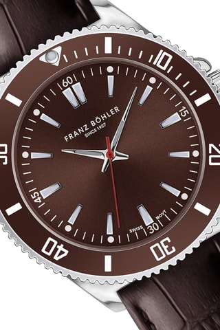 Orologio al quarzo in pelle St Moritz - Cronometro - Marrone e argentato