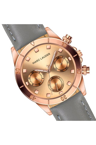 Orologio al quarzo in pelle Valencia - Grigio e dorato rosa