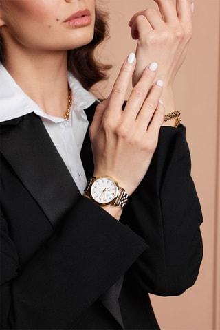 Orologio al quarzo in acciaio, diamante e madreperla Barbara