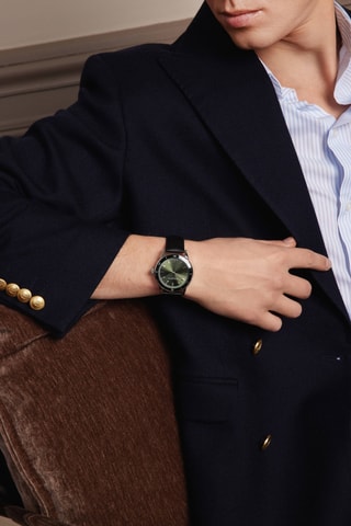 Orologio al quarzo in pelle Türlersee - Nero e argentato