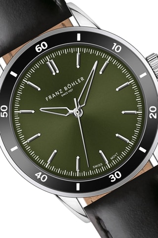 Orologio al quarzo in pelle Türlersee - Nero e argentato