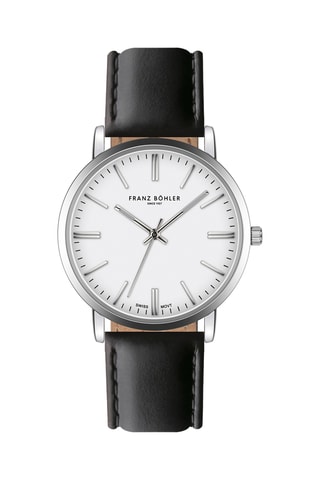 Orologio al quarzo in pelle Bannalp - Nero e argentato