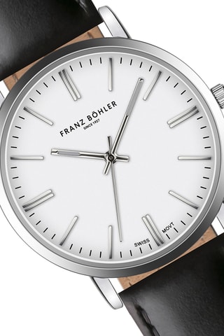 Orologio al quarzo in pelle Bannalp - Nero e argentato