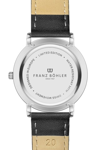 Orologio al quarzo in pelle Bannalp - Nero e argentato