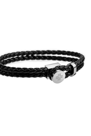 Cofanetto orologio al quarzo placcato Ion argento e pelle e bracciale in pelle Geneva